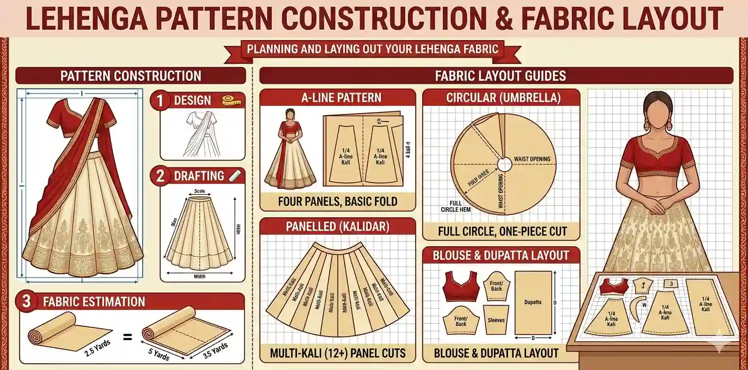 Lehenga pattern construction