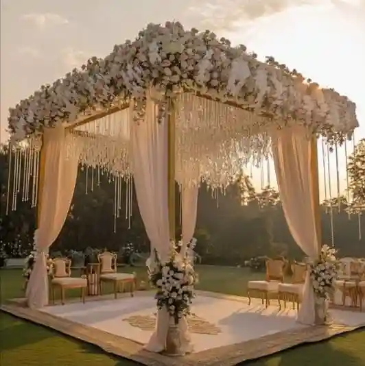Asymmetrical Floral Arch Mandap Design Simple