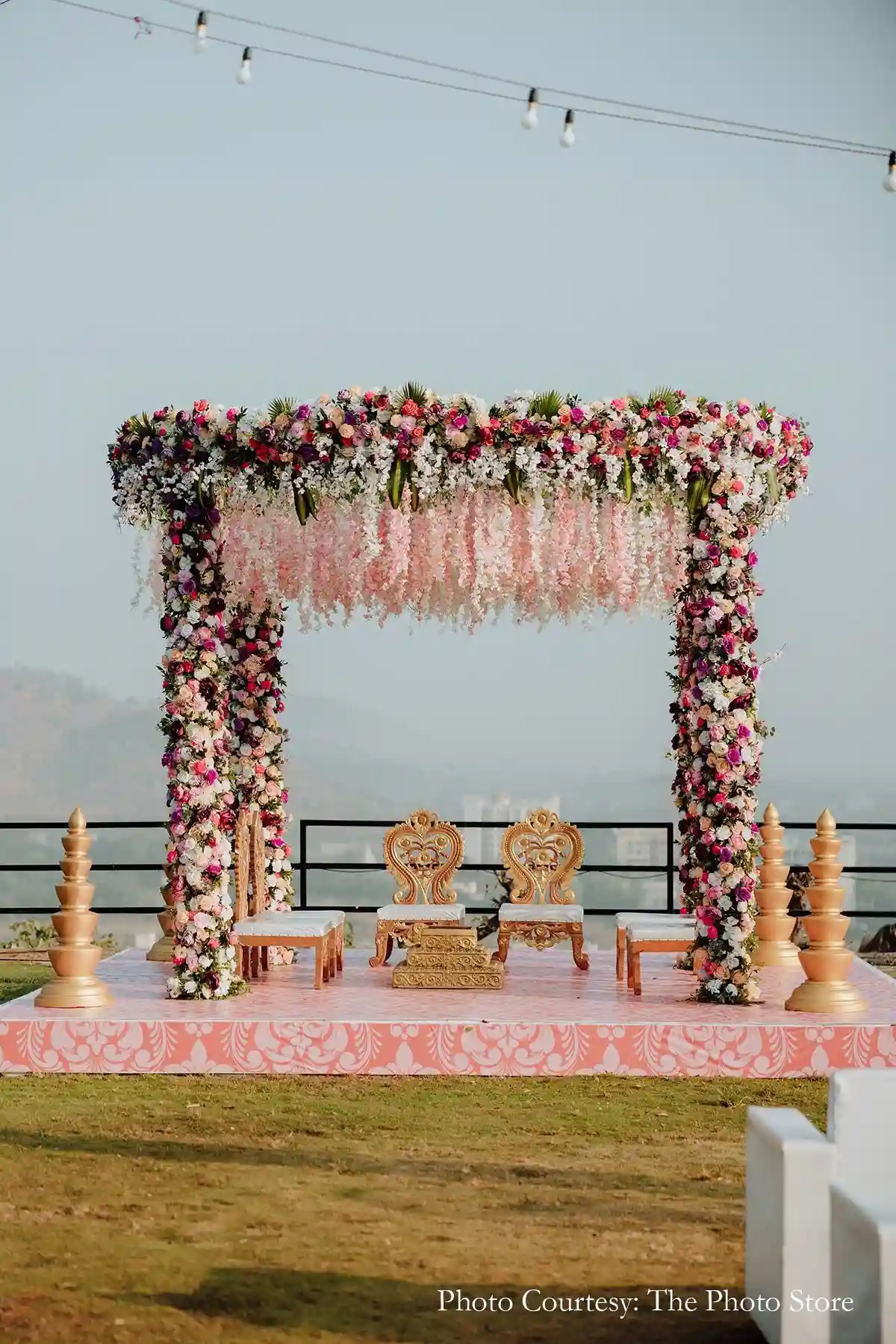 Silver and Blue Indian Mandap Design