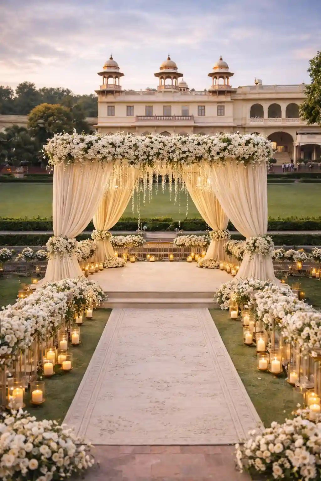 Draped Lotus Ceiling Wedding Mandap Decor