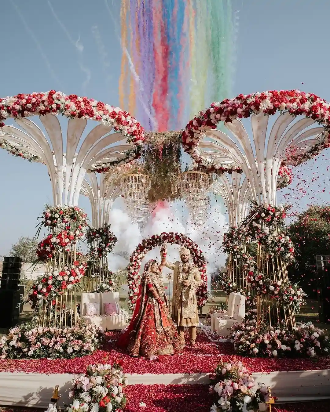 Vibrant Pink and Orange Mandap