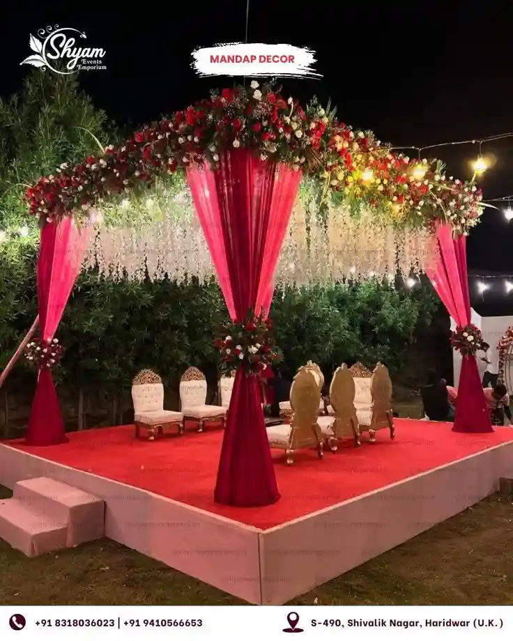 White and Green Botanical Mandap